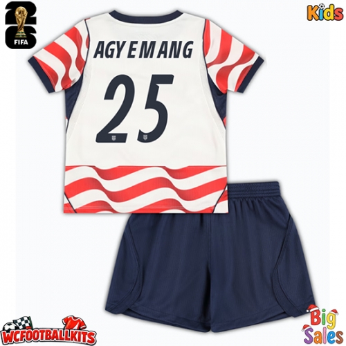 United States Patrick Agyemang #25 Replica Home Stadium Kit for Kids World Cup 2026 Short Sleeve (+ pants)